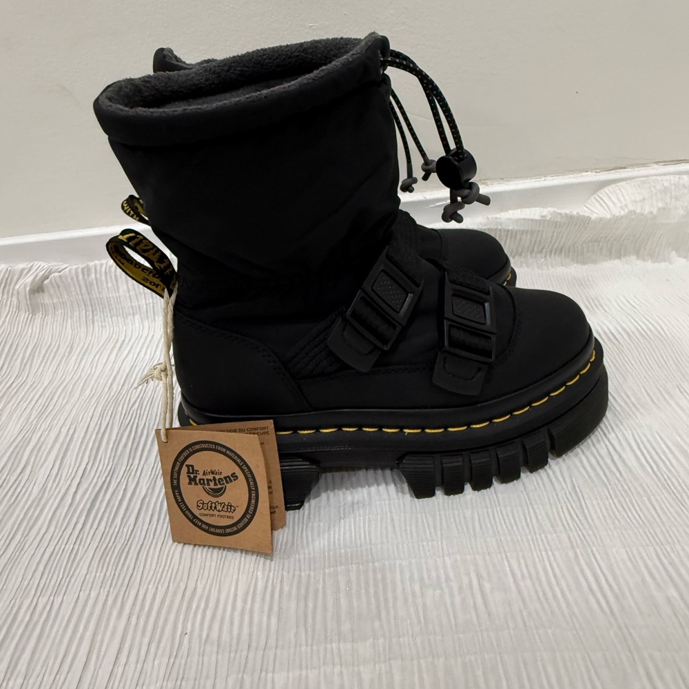 Dr. Martens Black Boots with Yellow Stitching